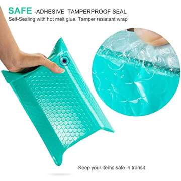 Teal Bubble Mailers 7X10 inch 50 Pack Poly Padded Envelopes Self Seal Adhesive Packaging Bags Cute Colored Bubble Envelopes Mailing Bags Waterproof Shipping Bags for Small Business - PACKAPRO