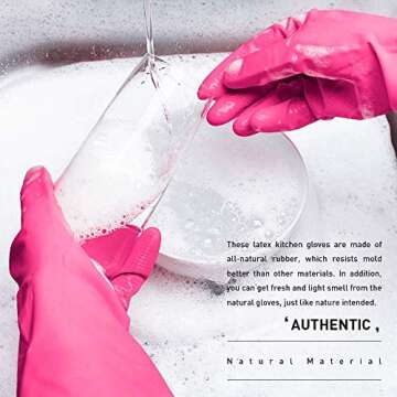 Durable Pink Latex Rubber Cleaning Gloves for Household
