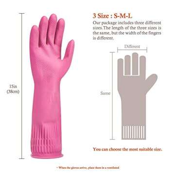 Durable Pink Latex Rubber Cleaning Gloves for Household