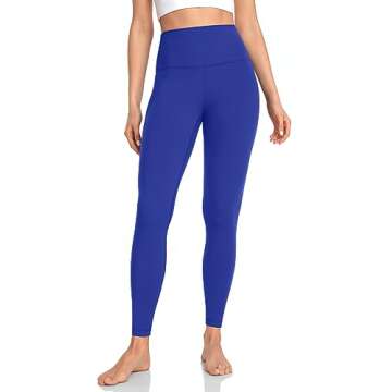 HeyNuts Full Length Leggings for Women with Drawstring, High Waisted Compression Tummy Control Workout Yoga Gym Buttery Soft Pants 28’’ Sapphire Blue XL(14)
