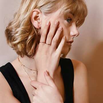 TOSGMY 8PCS 14K Gold Plated Stacking Rings for Women 1mm-3mm Stackable Knuckle Rings Thin Gold Ring Statement Band Comfort Fit Size 5-9