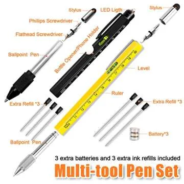 WEARXI Gifts for Men 9 in 1 Multitool Pen, Fathers Day Dad Gifts from Daughter Son, Birthday Gift for Men/Boyfriend Mens Gift for Dad/Him/Husband, Cool Gadgets, Camping Accessories