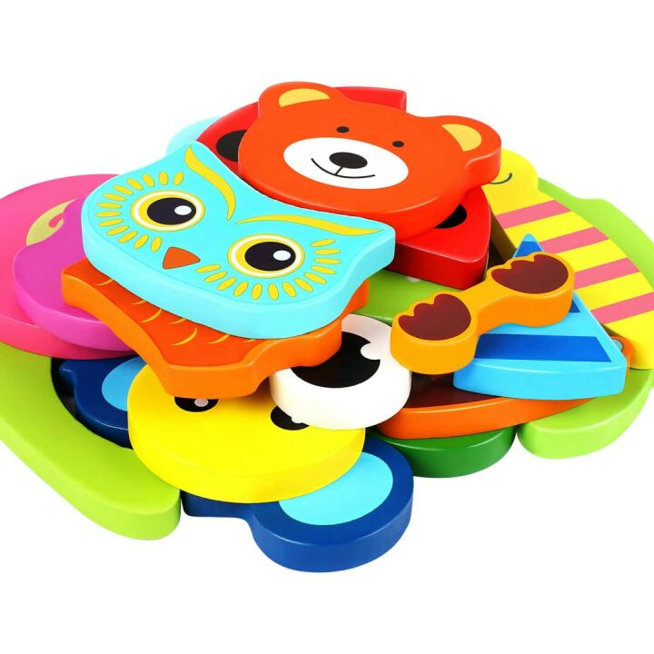 Wooden Toddler Jigsaw Puzzle, 6 Animal Shapes
