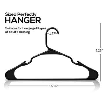 Utopia Home Clothes Hangers 50 Pack - Plastic Hangers Space Saving - Durable Coat Hanger with Shoulder Grooves (Black)