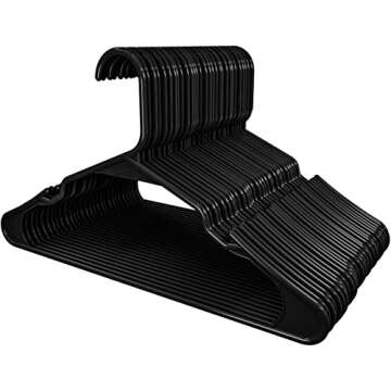 Utopia Home Clothes Hangers 50 Pack - Plastic Hangers Space Saving - Durable Coat Hanger with Shoulder Grooves (Black)