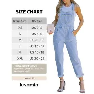 luvamia Flexclusive Women's Casual Adjustable Denim Bib Overalls Jeans Pants Fashion Loose Overall Jumpsuits for Women 2025 Powder Blue Size Medium