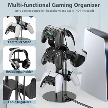 Kytok Gamer Gifts, Headset Stand 4 Tiers with Cable Organizer, Controller Stand Compatible with PS5/Xbox/Nintendo Switch/PS Portal/PS4, Headset Holder & Controller Holder