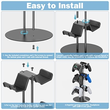 Kytok Gamer Gifts, Headset Stand 4 Tiers with Cable Organizer, Controller Stand Compatible with PS5/Xbox/Nintendo Switch/PS Portal/PS4, Headset Holder & Controller Holder