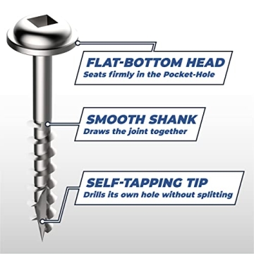 Kreg 1 1/4 Inch Pocket-Hole Screws - Perfect for Woodworking
