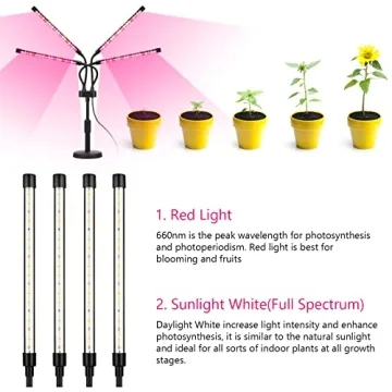 SYEIORAOM Grow Lights Four Head LED Full Spectrum Lamp