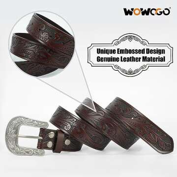 WOWOGO Western Belts: Stylish Cowboy Cowgirl Leather Belt
