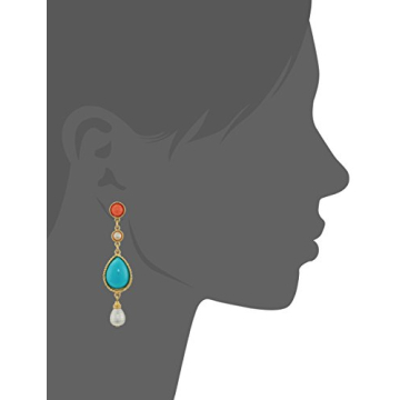 Ben-Amun Santorini Turquoise Coral Gold Drop Earrings