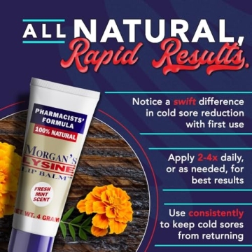 Natural Lysine Lip Balm for Cold Sore Treatment & Prevention