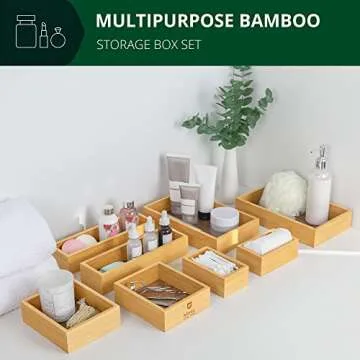 Elegant 8-Piece Bamboo Organizer Set for Every Space