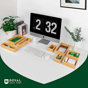 Elegant 8-Piece Bamboo Organizer Set for Every Space