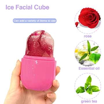 Aethland Ice Roller for Face and Eye, Silicone Mold Face,Facial Skin Care Tool Eye Puffiness Relief & Remove Fine Lines Reduce Acne Beauty Gift Women (Pink)