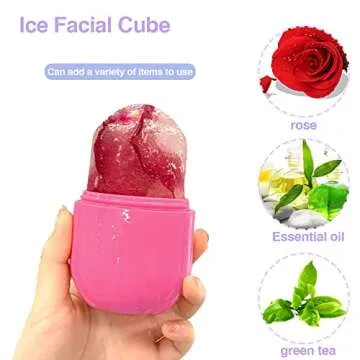 Aethland Ice Roller for Face and Eye, Silicone Mold Face,Facial Skin Care Tool Eye Puffiness Relief & Remove Fine Lines Reduce Acne Beauty Gift Women (Pink)