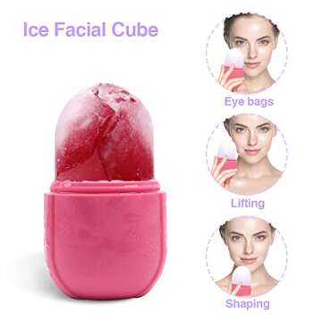 Aethland Ice Roller for Face and Eye, Silicone Mold Face,Facial Skin Care Tool Eye Puffiness Relief & Remove Fine Lines Reduce Acne Beauty Gift Women (Pink)