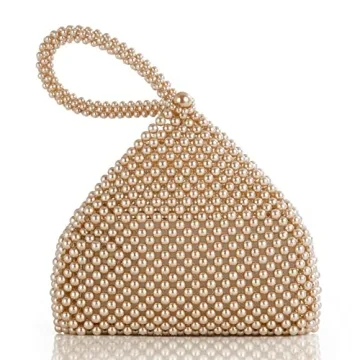 BABEYOND Pearl Clutch Purse - Elegant Triangle Evening Bag for Weddings and Parties