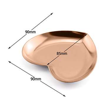 JCBIZ 1 Piece Rose Gold Luxurious Metal Storage Tray Heart Shaped Jewelry Display Tray Home Decoration Serving Plate Craft For Table Organizer