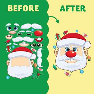 JOYIN 24 Pcs Christmas Make-a-face Stickers, Make Your Own Characters Mix and Match Sticker Sheets with Christmas Elf, Santa Santa, Snowman, Penguin, and Polar Bear Kids Party Favor Supplies Craft