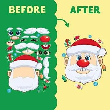 JOYIN 24 Pcs Christmas Make-a-face Stickers, Make Your Own Characters Mix and Match Sticker Sheets with Christmas Elf, Santa Santa, Snowman, Penguin, and Polar Bear Kids Party Favor Supplies Craft