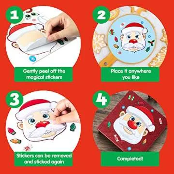 JOYIN 24 Pcs Christmas Make-a-face Stickers, Make Your Own Characters Mix and Match Sticker Sheets with Christmas Elf, Santa Santa, Snowman, Penguin, and Polar Bear Kids Party Favor Supplies Craft