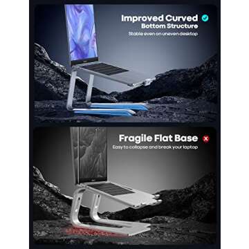 Lamicall Laptop Stand, Aluminum Laptop Riser, Ergonomic Laptop Stand for Desk, Computer Notebook Stand Compatible with MacBook Air Pro, Dell XPS, HP (10-15.6'') - Silver