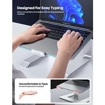 Lamicall Laptop Stand, Aluminum Laptop Riser, Ergonomic Laptop Stand for Desk, Computer Notebook Stand Compatible with MacBook Air Pro, Dell XPS, HP (10-15.6'') - Silver