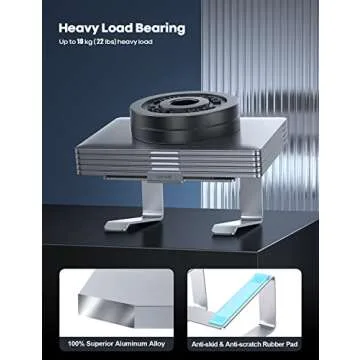 Lamicall Laptop Stand, Aluminum Laptop Riser, Ergonomic Laptop Stand for Desk, Computer Notebook Stand Compatible with MacBook Air Pro, Dell XPS, HP (10-15.6'') - Silver