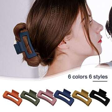 Stylish 6 Pack Medium Claw Clips for Women and Girls