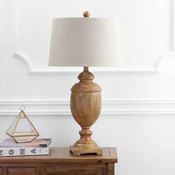 JONATHAN Y JYL1007A Kennedy 30.5" Resin LED Table Lamp Cottage French Country Rustic Bedside Desk Nightstand Lamp for Bedroom Living Room Office College Bookcase LED Bulb Included, Brown