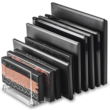 byAlegory Acrylic Makeup Eyeshadow Palette Organizer W/ Removable Dividers | 10 Space Vanity Desk Storage Fits All Palette Sizes - Clear