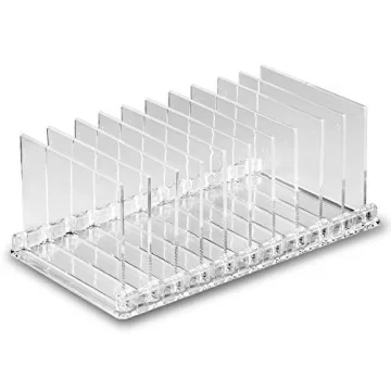 byAlegory Acrylic Makeup Eyeshadow Palette Organizer W/ Removable Dividers | 10 Space Vanity Desk Storage Fits All Palette Sizes - Clear