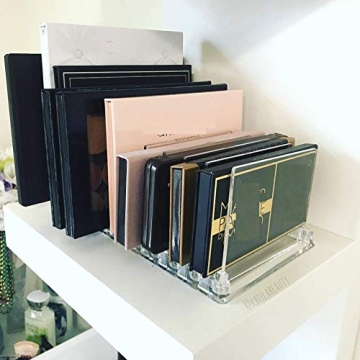 byAlegory Acrylic Makeup Eyeshadow Palette Organizer W/ Removable Dividers | 10 Space Vanity Desk Storage Fits All Palette Sizes - Clear