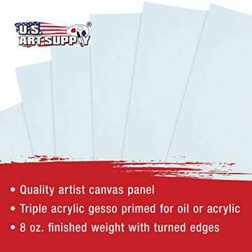 US Art Supply 12 X 12 inch Professional Artist Quality Acid Free Canvas Panel Boards for Painting 12-Pack (1 Full Case of 12 Single Canvas Board Panels)