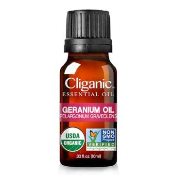 Cliganic Organic Geranium Essential Oil, 100% Pure Natural for Aromatherapy | Non-GMO Verified