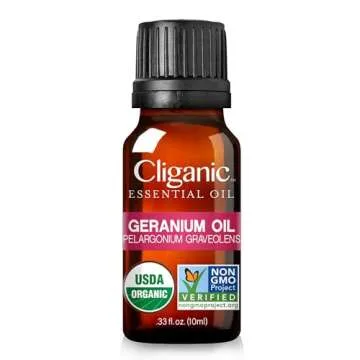 Cliganic Organic Geranium Essential Oil, 100% Pure Natural for Aromatherapy | Non-GMO Verified