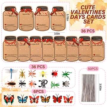 Valentines Day Cards for Kids - 36 Pack Love Bug Valentine Day Gifts for Kids & 12 Different Toy Bug...