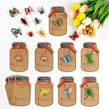 Valentines Day Cards for Kids - 36 Pack Love Bug Valentine Day Gifts for Kids & 12 Different Toy Bugs - Kids Valentines Day Cards Greeting Cards for Kids Classroom School Gifts Exchange Party Favors