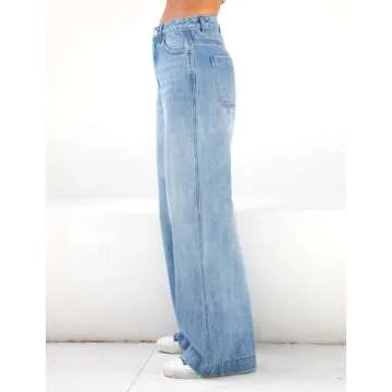 EMMIOL Baggy Boyfriend Jeans Dark Wash Vintage Pants Women's Y2K Street Fashion Wide Leg Denim Pants