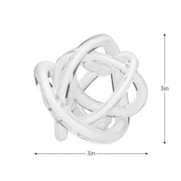 Torre & Tagus Orbit Hand Blown Glass Infinity Knot Sculpture - 3 Inch Glass Art White Knot Decor Ball for Home Decor, Small Centerpiece Table Decoration for Home Interior (Solid White)