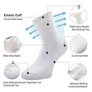 Busy Socks Mens Diabetic Thick Cushion Socks 10-13, Women's Non Binding Loose Top Seamless Toe Stays...