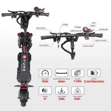 YUME Y10 Electric Scooter - Fast, Foldable, and Fun