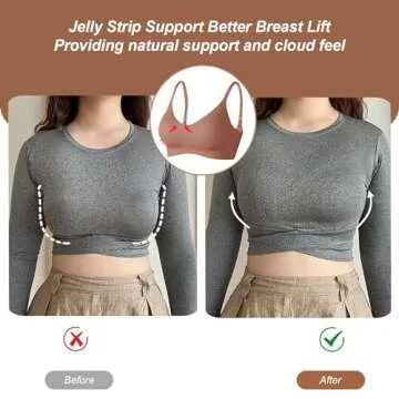 OEAK Womens Push Up Everyday Bras Comfortable Wireless Bralettes V Neck Seamless Bra Smooth Brassiere Wire Free Basic Bras Coffee M