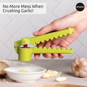 OTOTO Garligator Garlic Press - Garlic Mincer Tool - Funny Gifts - Alligator Garlic Press - Garlic Crusher Press with Ergonomic Handle