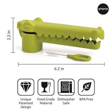 OTOTO Garligator Garlic Press - Garlic Mincer Tool - Funny Gifts - Alligator Garlic Press - Garlic Crusher Press with Ergonomic Handle