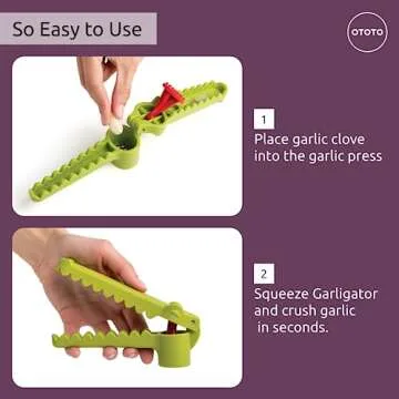 OTOTO Garligator Garlic Press - Garlic Mincer Tool - Funny Gifts - Alligator Garlic Press - Garlic Crusher Press with Ergonomic Handle