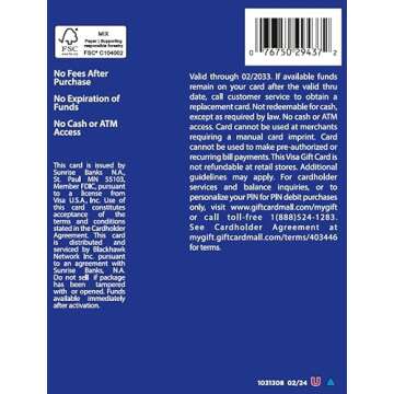 Visa $200 Gift Card (plus $6.95 Purchase Fee)