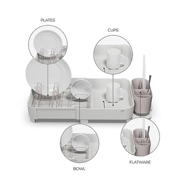 Zuutii Expandable Dish Drying Rack with Drainboard and Utensil Holder